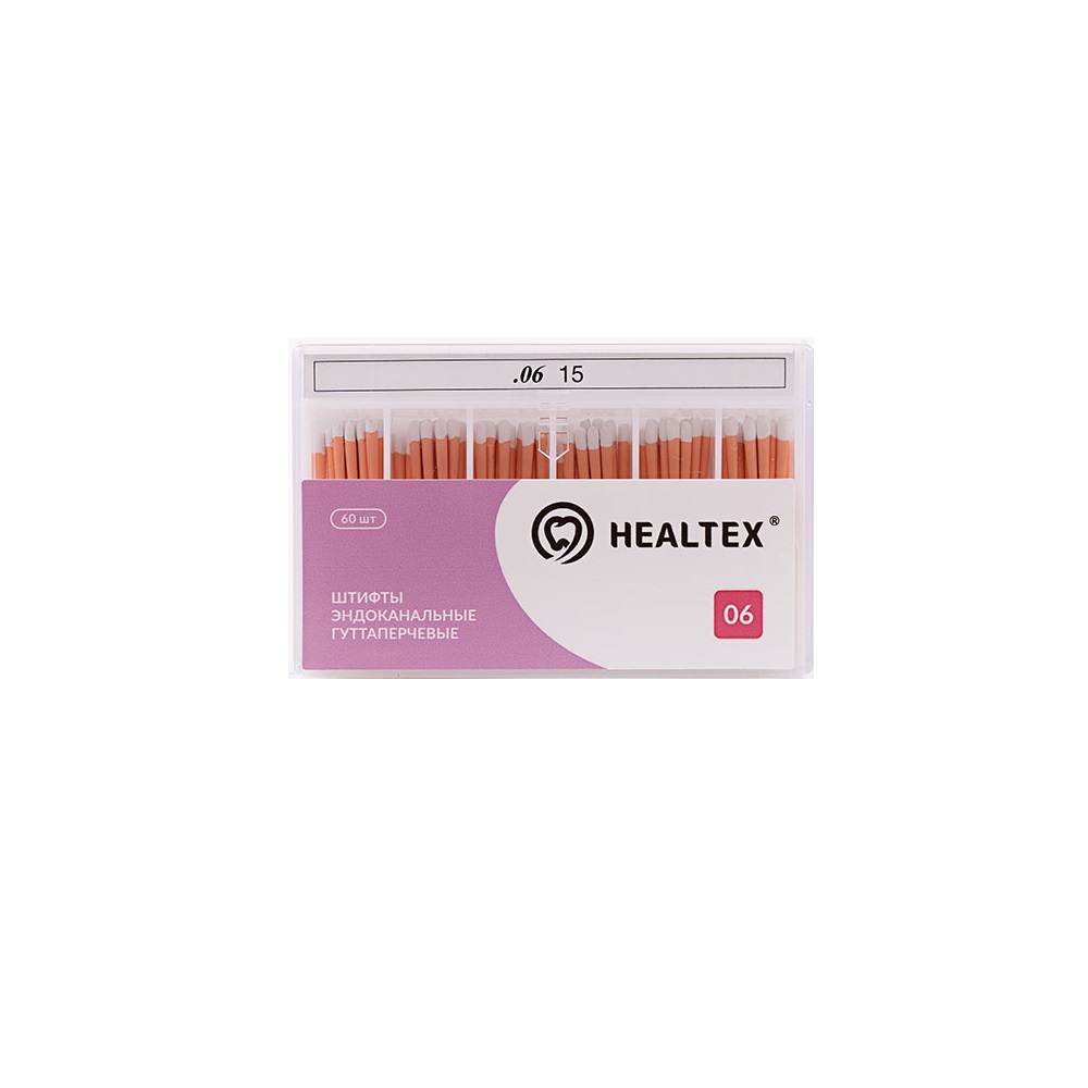 Штифты гуттаперчевые Healtex конусность 06 размер 15 60шт GMM 15/6