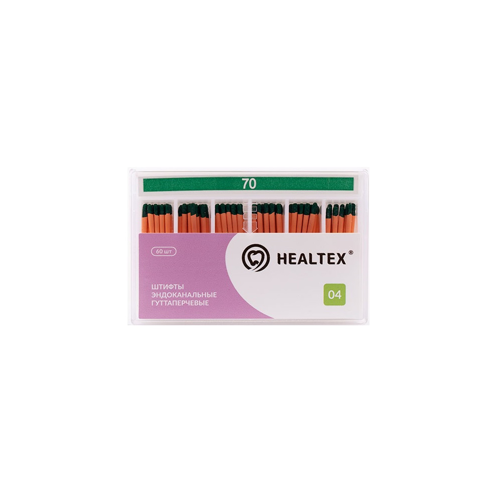 Штифты гуттаперчевые Healtex конусность 04 размер 70 60шт GST 70/4