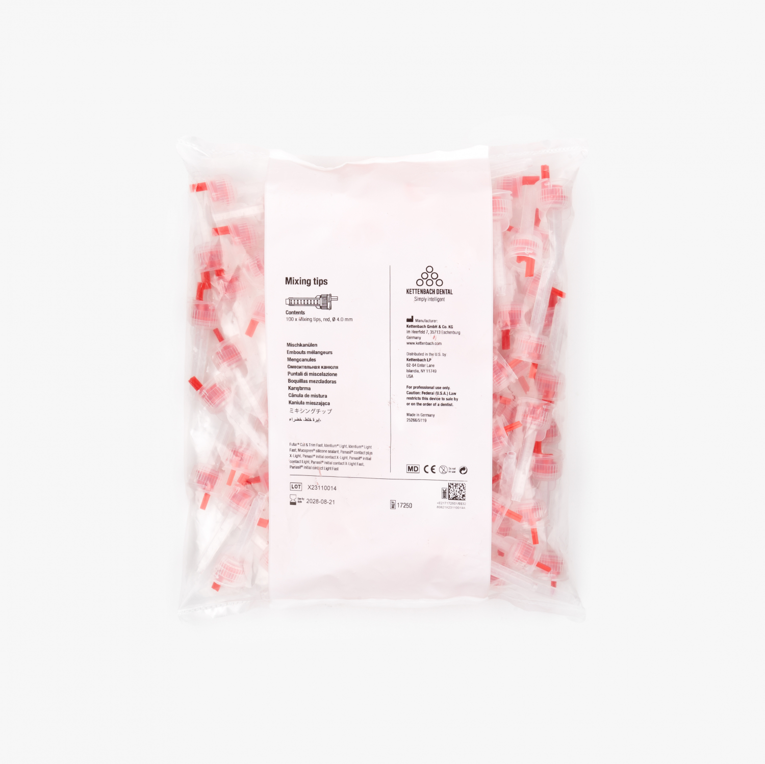 17250 Насадки Mixing Tips для Panasil 4 мм (100 шт.) красные для Панасил Kettenbach