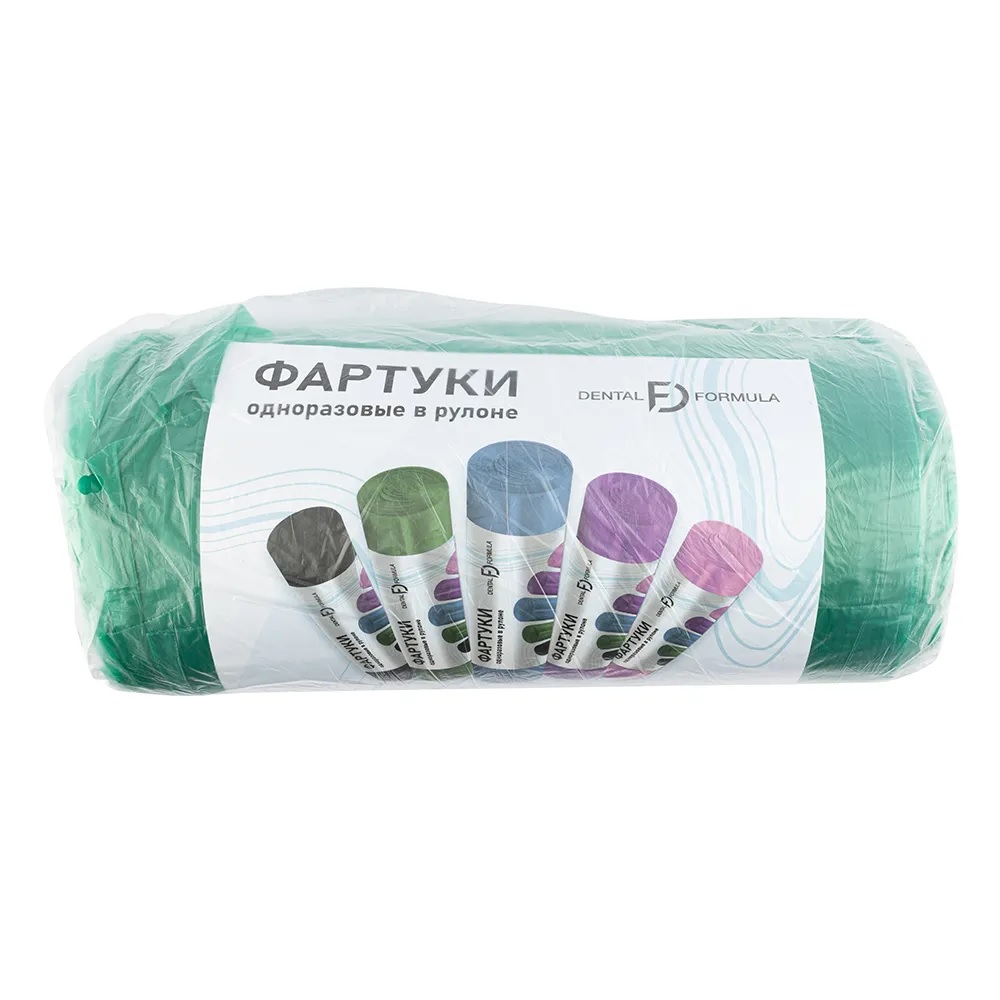 Фартук 60*101 см ПНД, 20 мкм, зеленые, 200 шт. в рулоне DENTAL FORMULA DFAN09