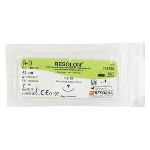 Шовный материал Resolon USP 6/0 DS13 мм, 45 см, 36 шт. в упак. обр.-реж. 881430 RESORBA