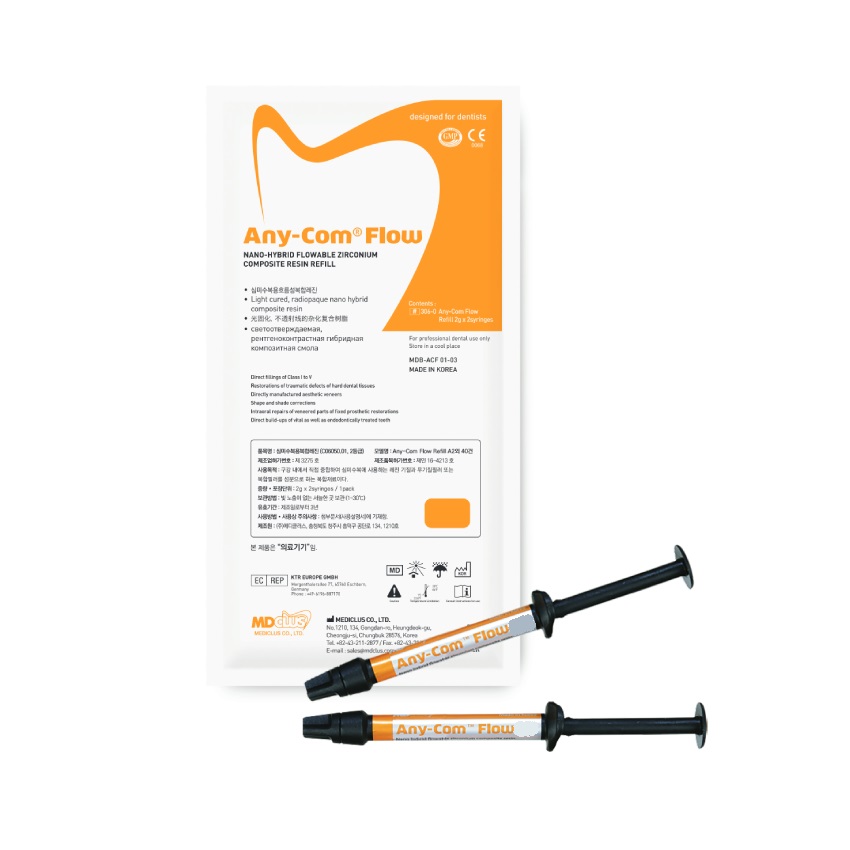Any-Com Flow Refill / Эни-Ком Флоу Рефилл - текучий наногибридный композит А2 (2 шпр.*2г) MEDICLUS