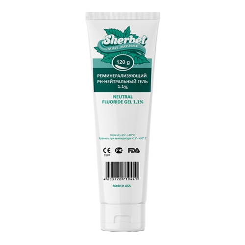ЧЗ Гель реминерализующий pH-нейтральный 1,1% Sherbet Neutral Fluoride Gel вкус ментоловый мусс 120 г