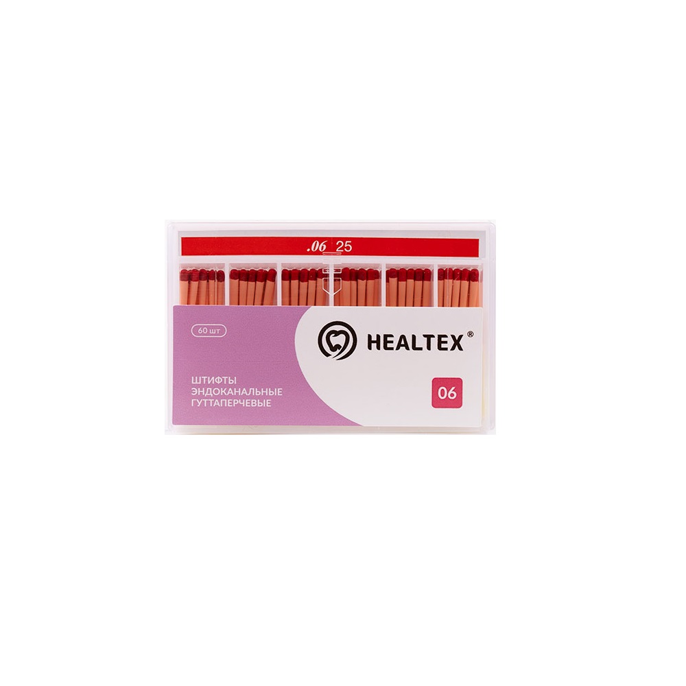 Штифты гуттаперчевые Healtex конусность 06 размер 25 60шт GST 25/6