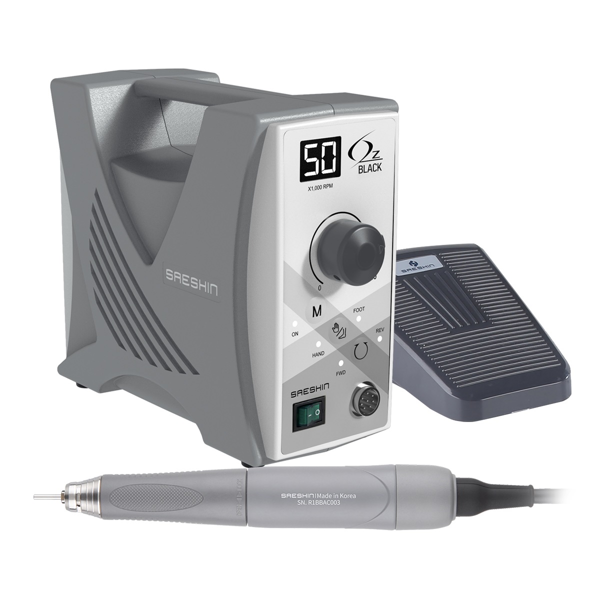 Зуботехнический бесщеточный микромотор OZ Black с наконечником H500, Saeshin