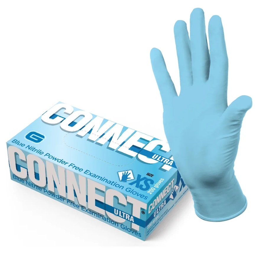 Перчатки Connect Ultra смотр. нестер. нитрил. голубые (INTCO) 100 пар. 3,5 гр. XS