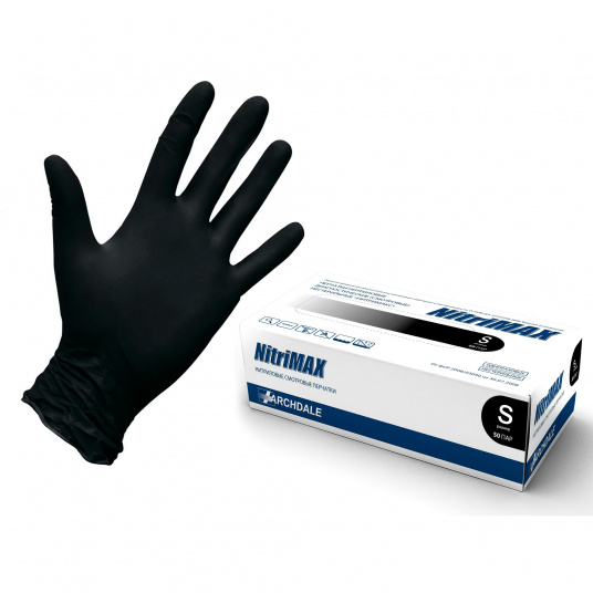 Перчатки смотр. нестер. нитриловые NitriMax (50 пар) р-р S черные