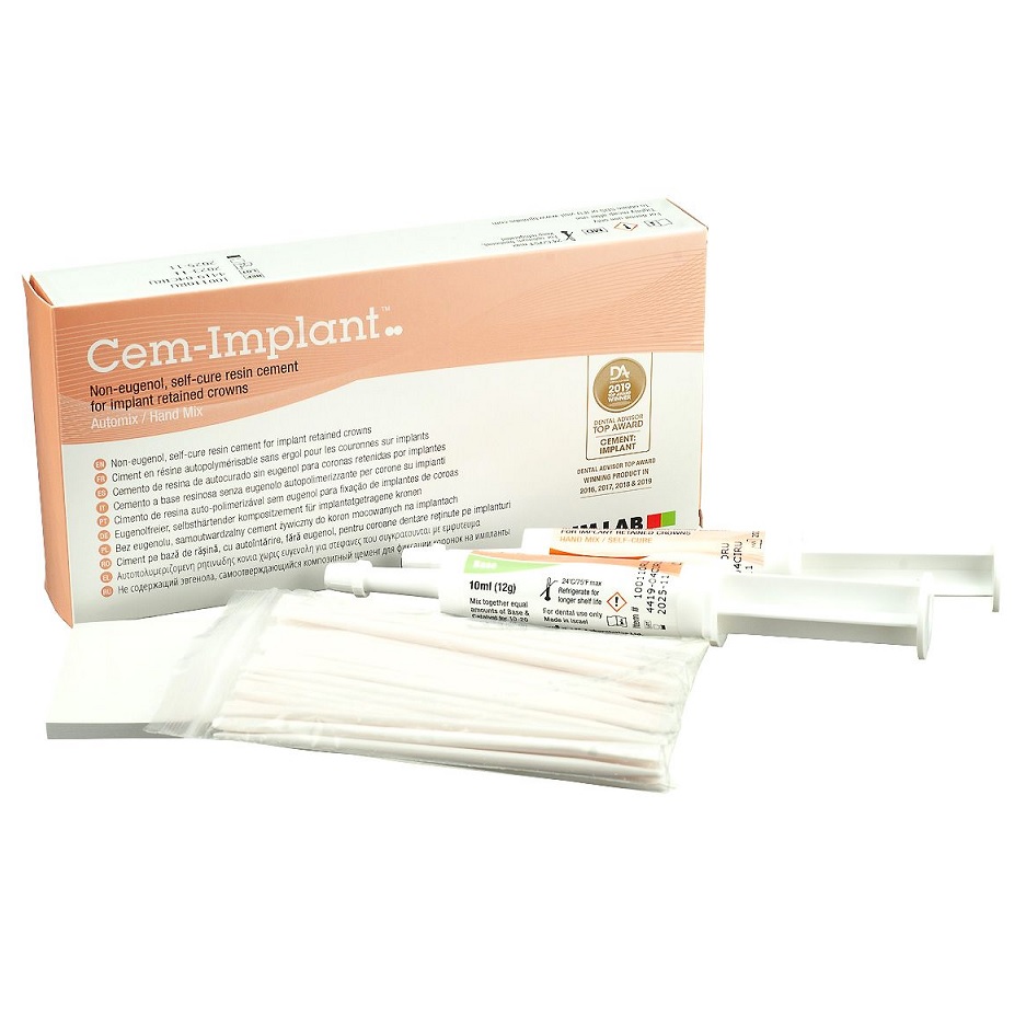 Цемент композитный Cem - Implant Hand mix, в наборе: 1шпр*10 мл база+ 1 *10мл катализатор 100110
