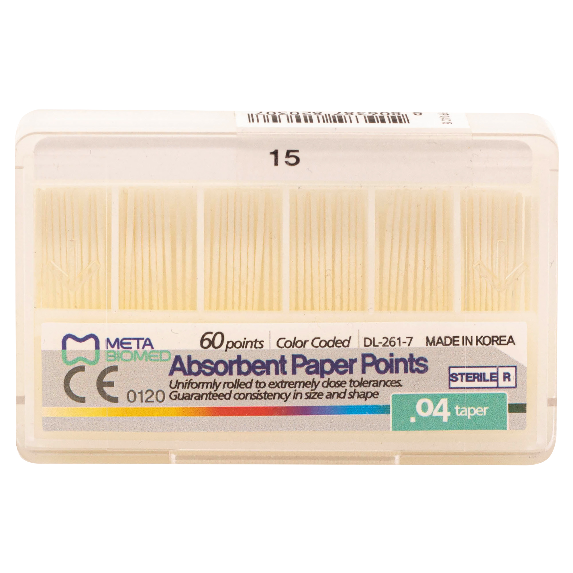 Штифты бумажные конус 04 №15 (60 шт) Meta Biomed