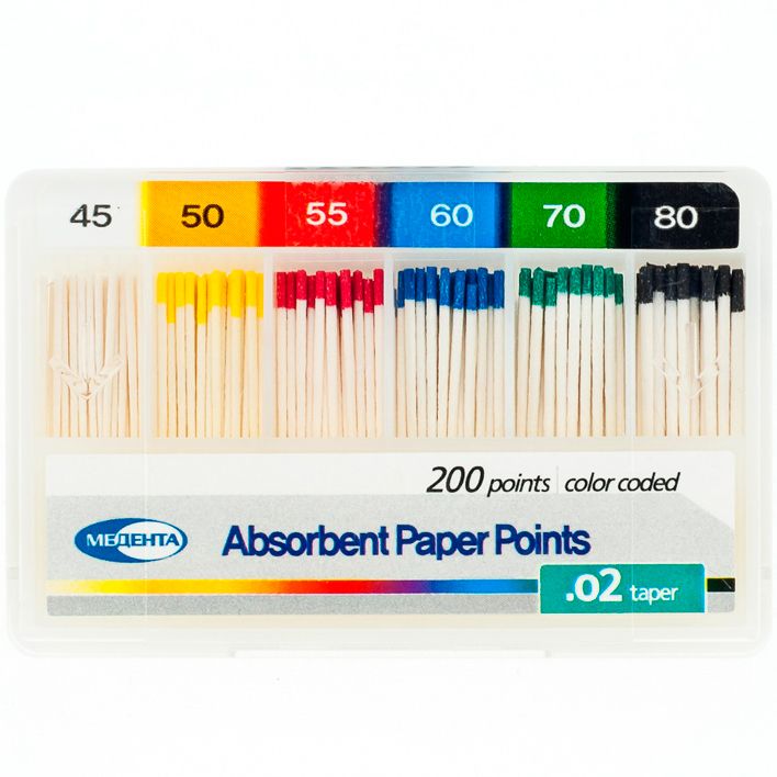 Штифты бумажные 02 №45-80 (200 шт) Meta Biomed