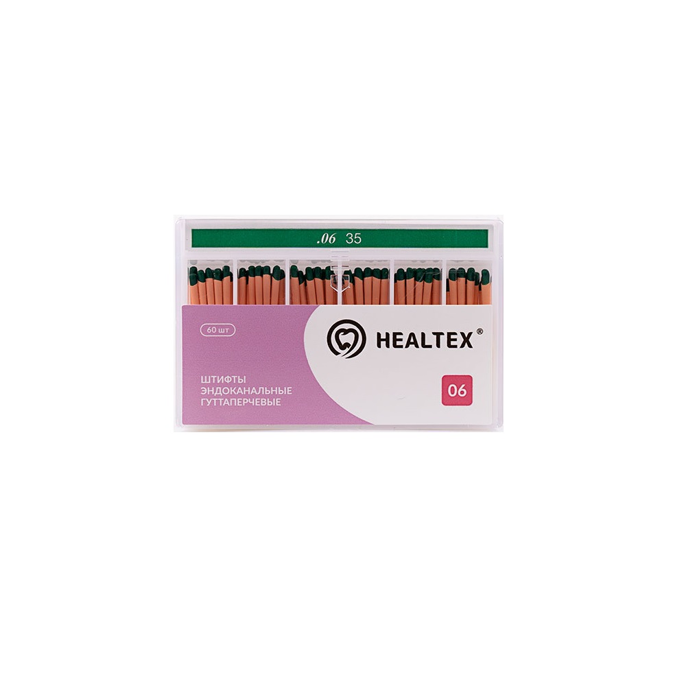 Штифты гуттаперчевые Healtex конусность 06 размер 35 60шт GST 35/6