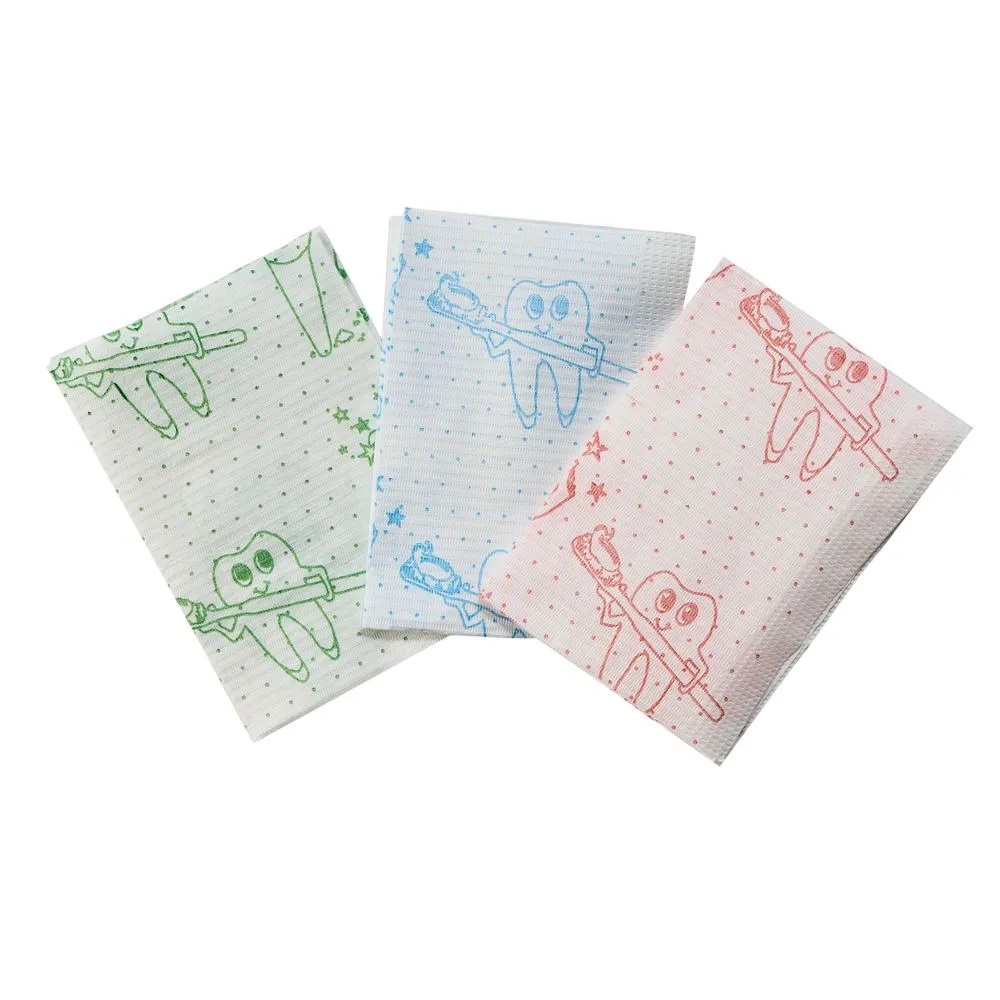 Салфетки нагрудные JNB для пациентов с рисунком «Зуб», цвет синий, 125 шт. 11092