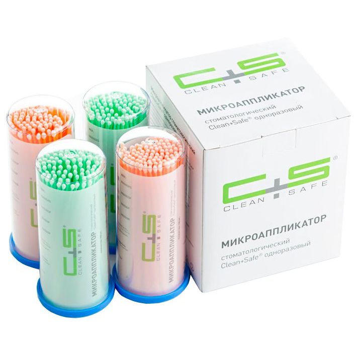 Микроаппликаторы Clean+Safe Regular зеленый и оранжевый 100 шт. M6500R CS