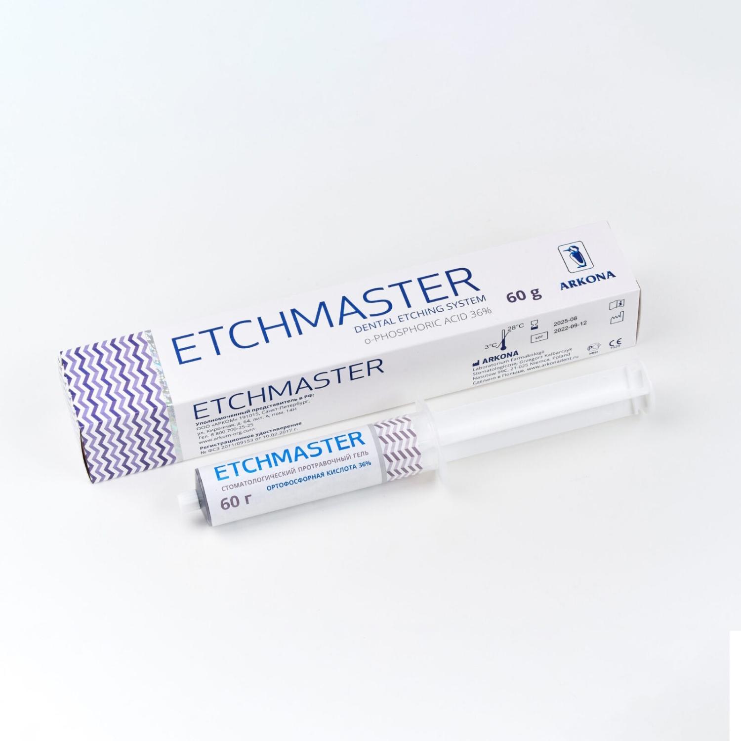 Etchmaster 36% с серебром — протравочный гель, шприц 60 гр. ARKONA