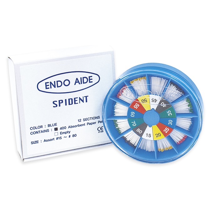 Штифты эндоканальные абсорбирующие бумажные в органайзере Endo Aid №15-80 (400 шт.) Spident