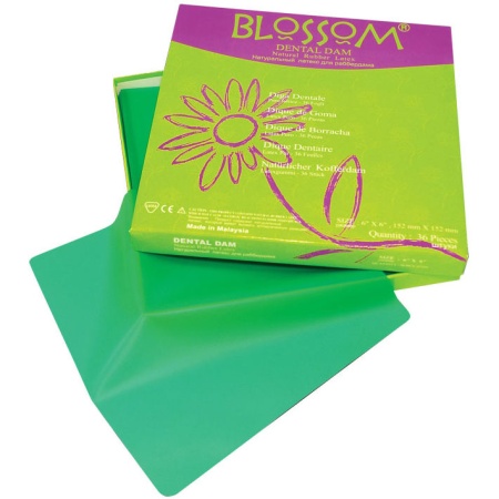 Листы латексные стоматологические для раббердам Blossom 152*152 medium (зеленые) мята