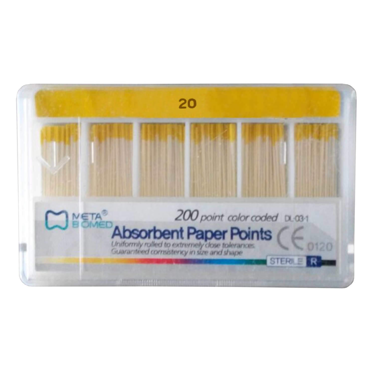 Штифты бумажные 02 №20 (200 шт) Meta Biomed