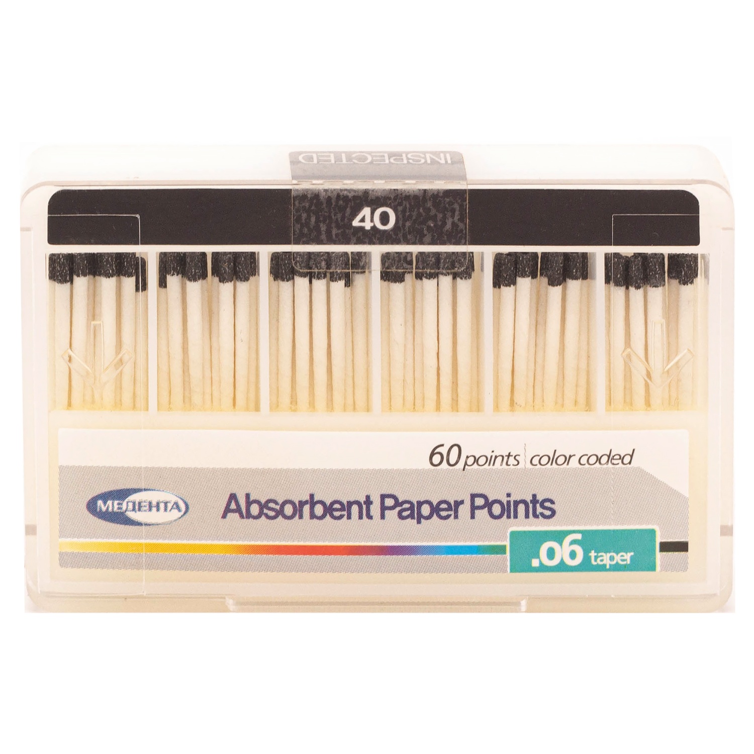 Штифты бумажные конус 06 №40 (60 шт) Meta Biomed