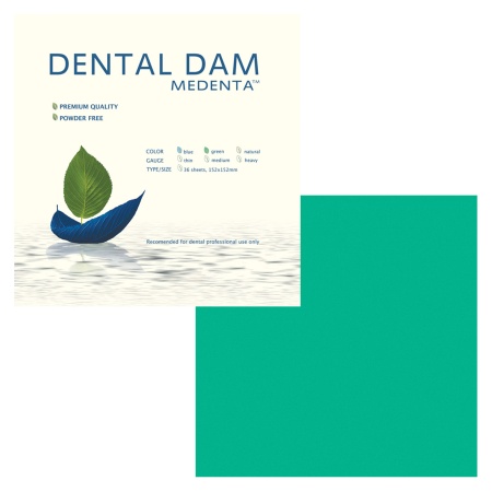 Медента завесы латексные стоматологические для раббердам (36шт) зеленая тонкая. 09000