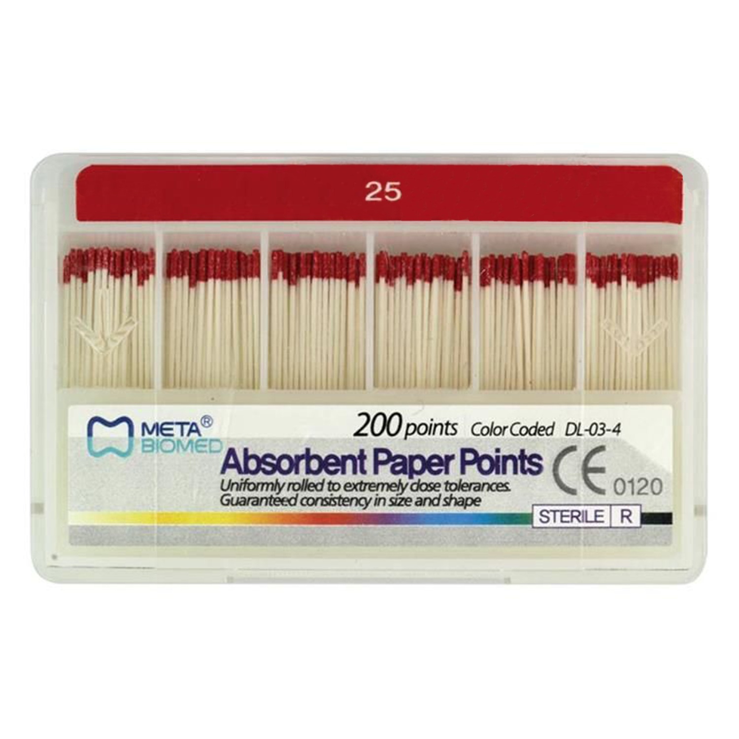 Штифты бумажные 02 №25 (200 шт) Meta Biomed